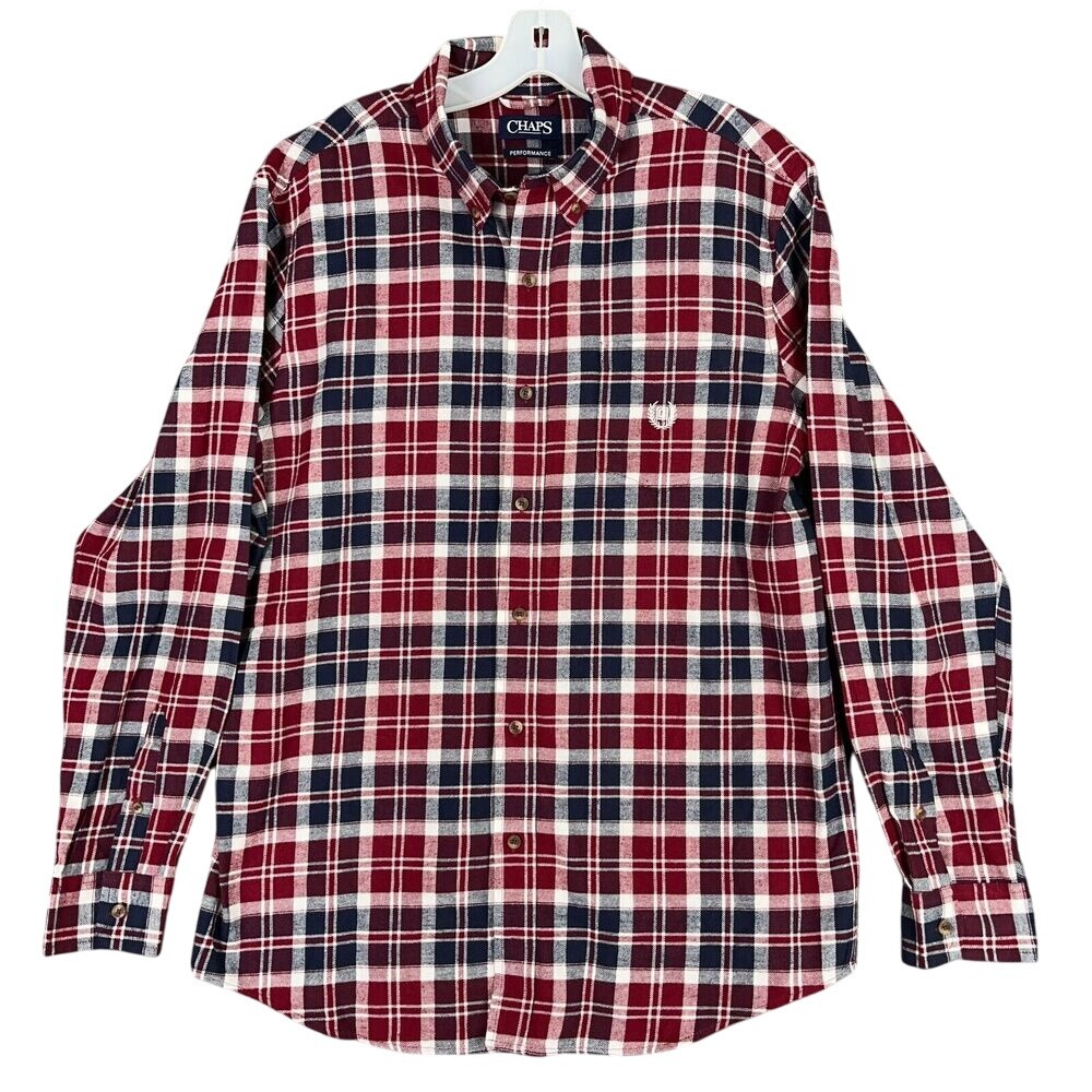 Chaps Performance Shirt Men L Button Front Business Casual Classic Heritage‎